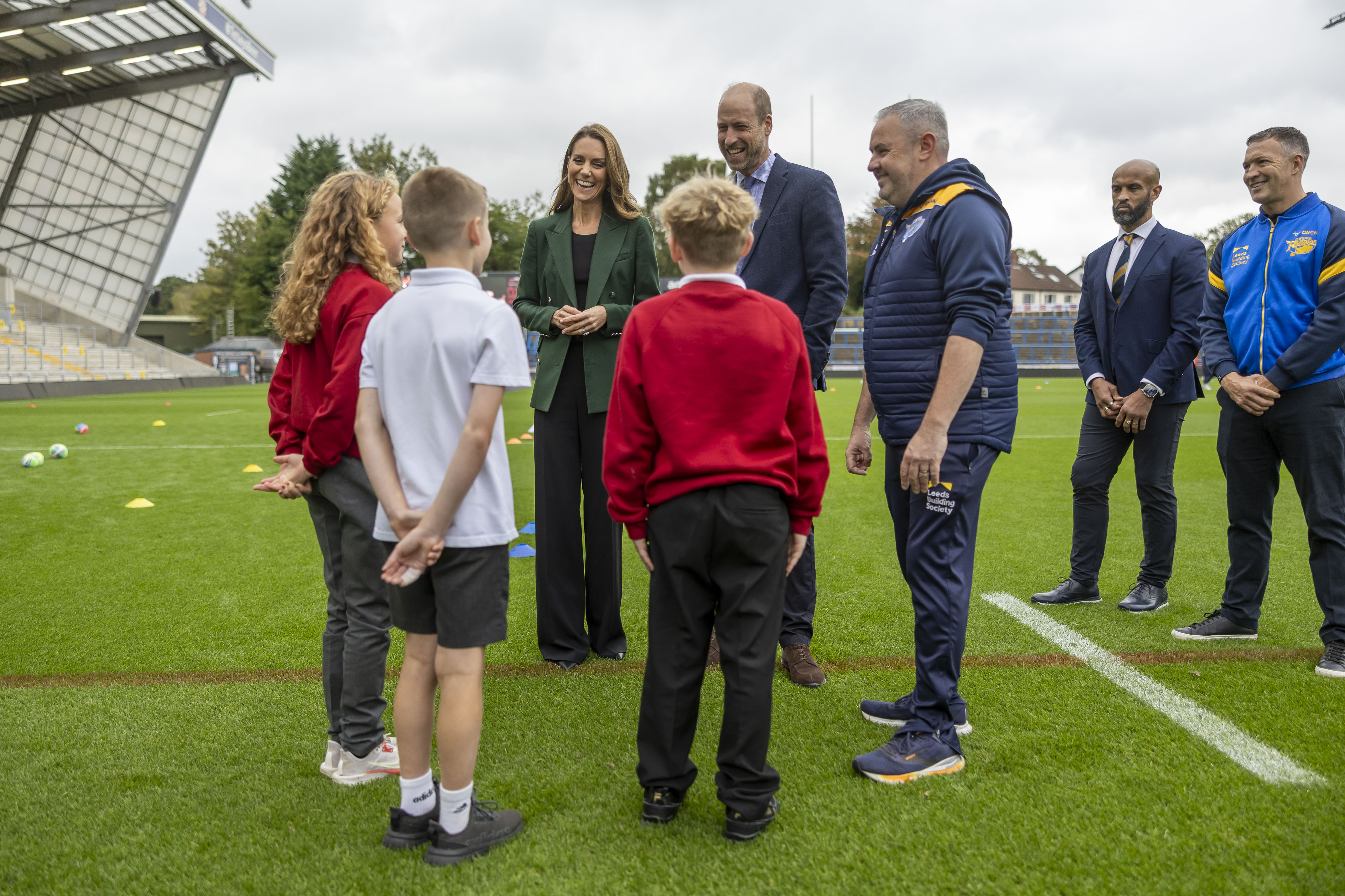 William and Catherine spent time with local schoolchildren as they learned how sport shapes life beyond the playing field. Their conversation soon turned to the pupils' ambitions and the work needed to turn those goals into careers. | Source: Getty Images