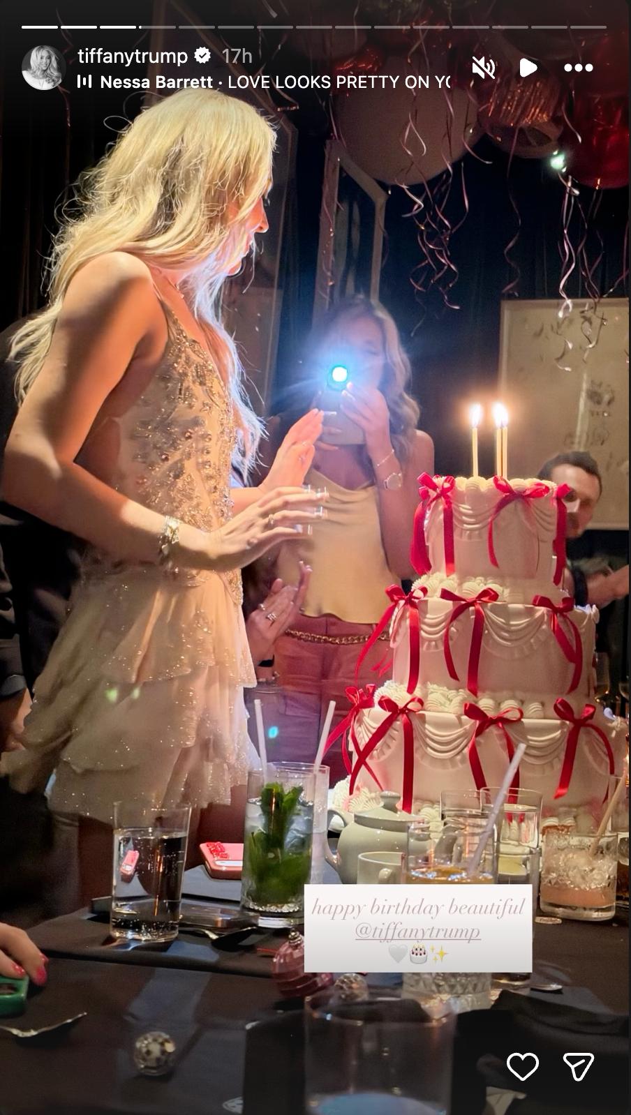 Marla Maples captured a moment from her daughter's birthday celebration while showing off her colorful party look. | Source: Instagram/tiffanytrump