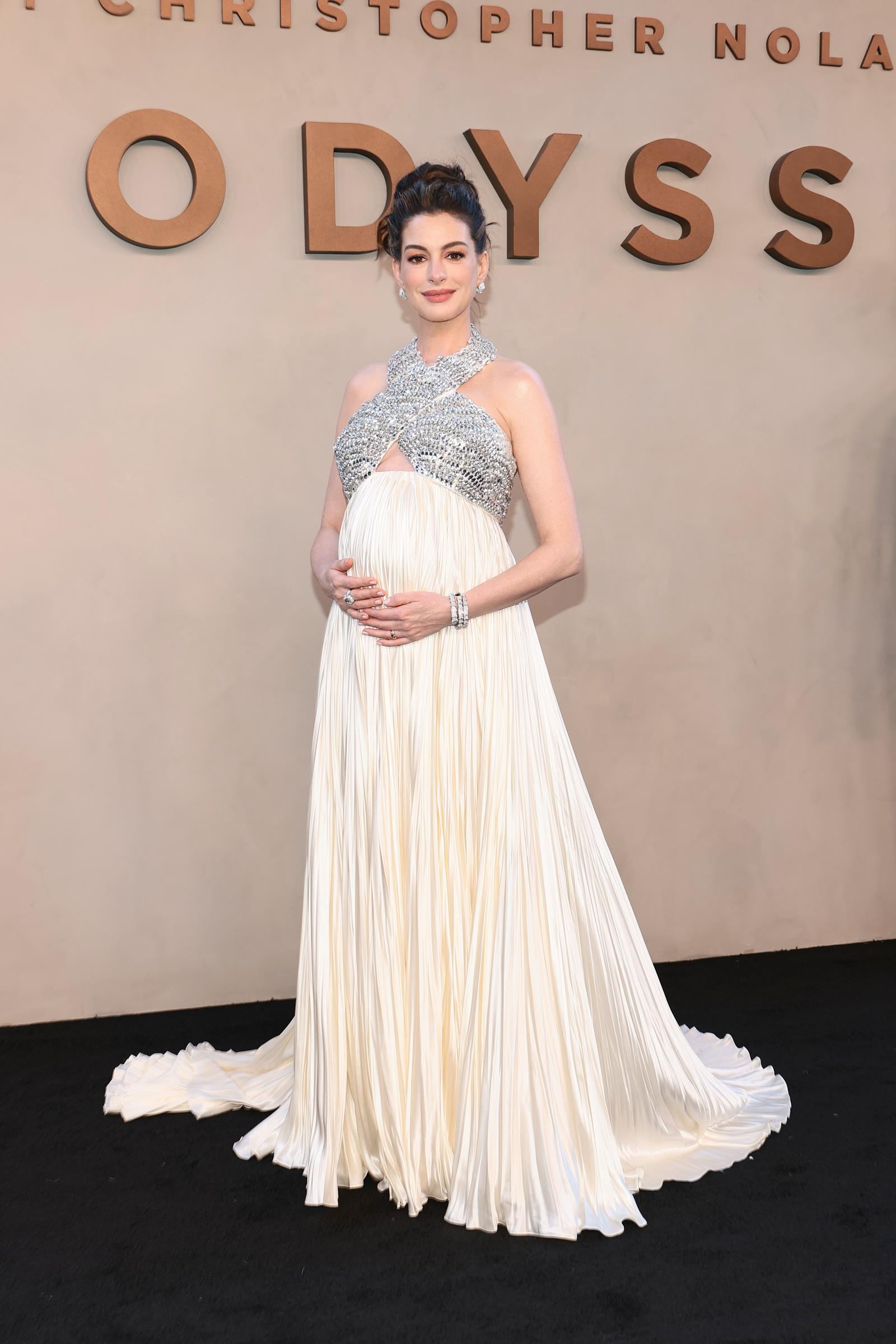 By this point, Hathaway was promoting more than one major 2026 film while pregnant, moving from The Odyssey campaign into Verity without taking a long break from public appearances. | Source: Getty Images