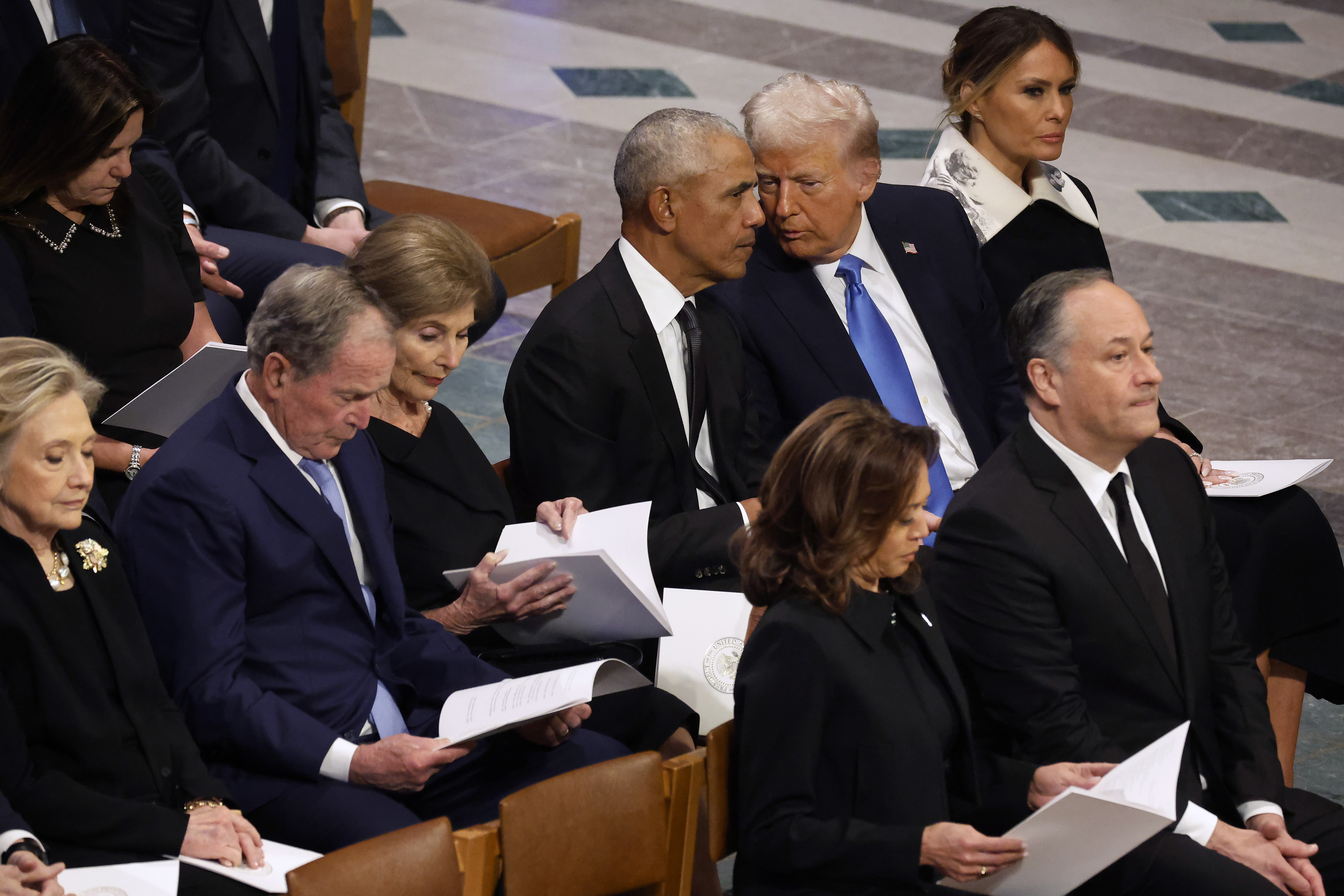 Barack Obama attended former President Jimmy Carter’s funeral in Washington on January 9, 2025, without Michelle beside him — one of the high-profile absences that helped fuel speculation about their marriage. | Source: Getty Images