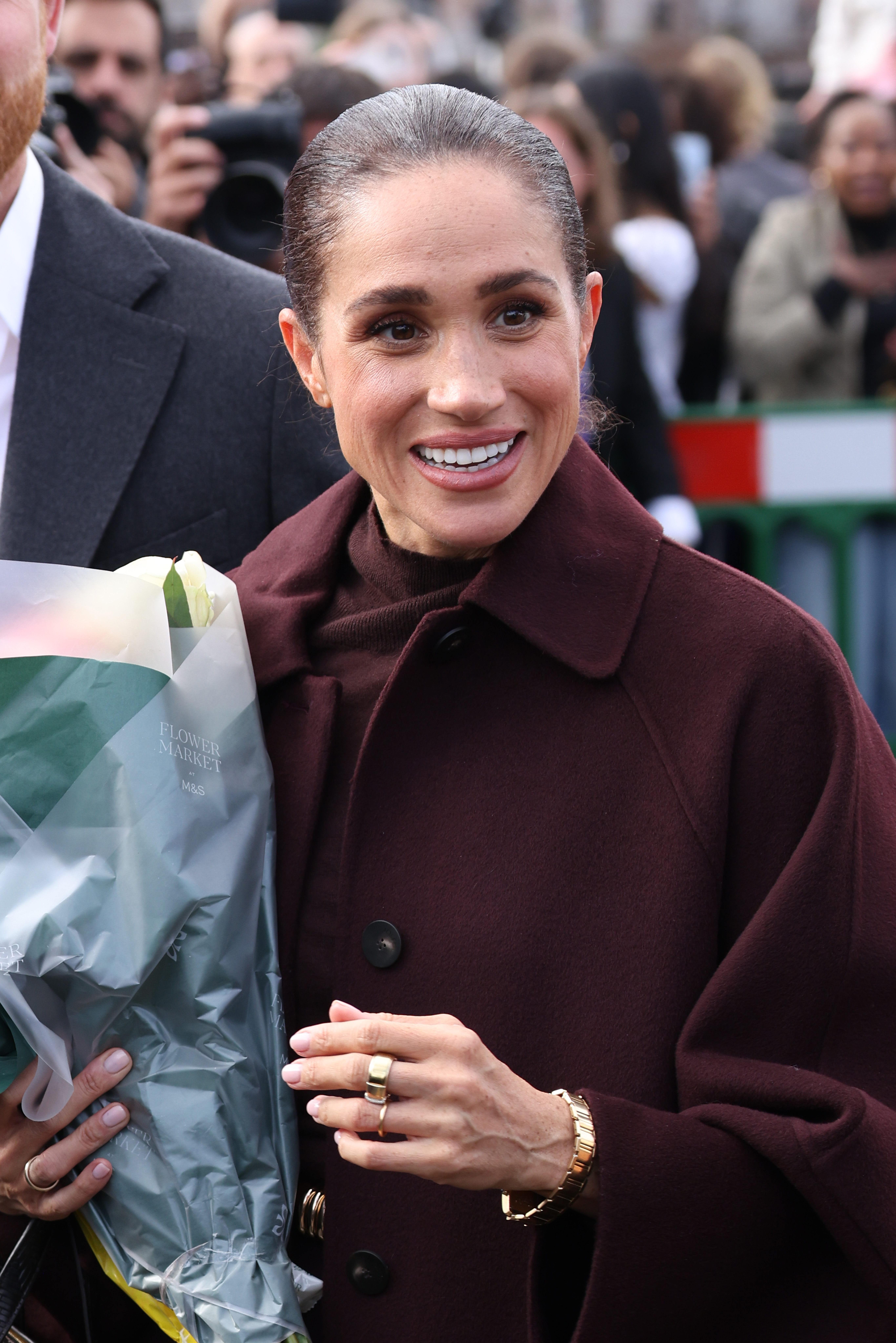 Meghan, Duchess of Sussex and Prince Harry, Duke of Sussex departing the Community Recording Studio (CRS) during their visit to Nottingham on October 15, 2026. | Source: Getty Images