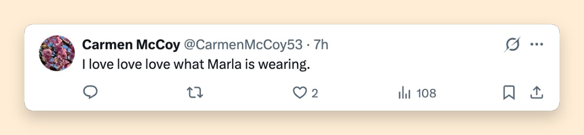 Marla's appearance became another highlight of the birthday celebration, attracting admiration from fans. | Source: X/Remoulade Sauce