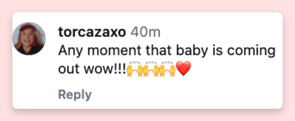 One viewer reacted to how far along Hathaway appeared, turning the moment into an excited countdown to baby No. 3. | Source: Instagram
