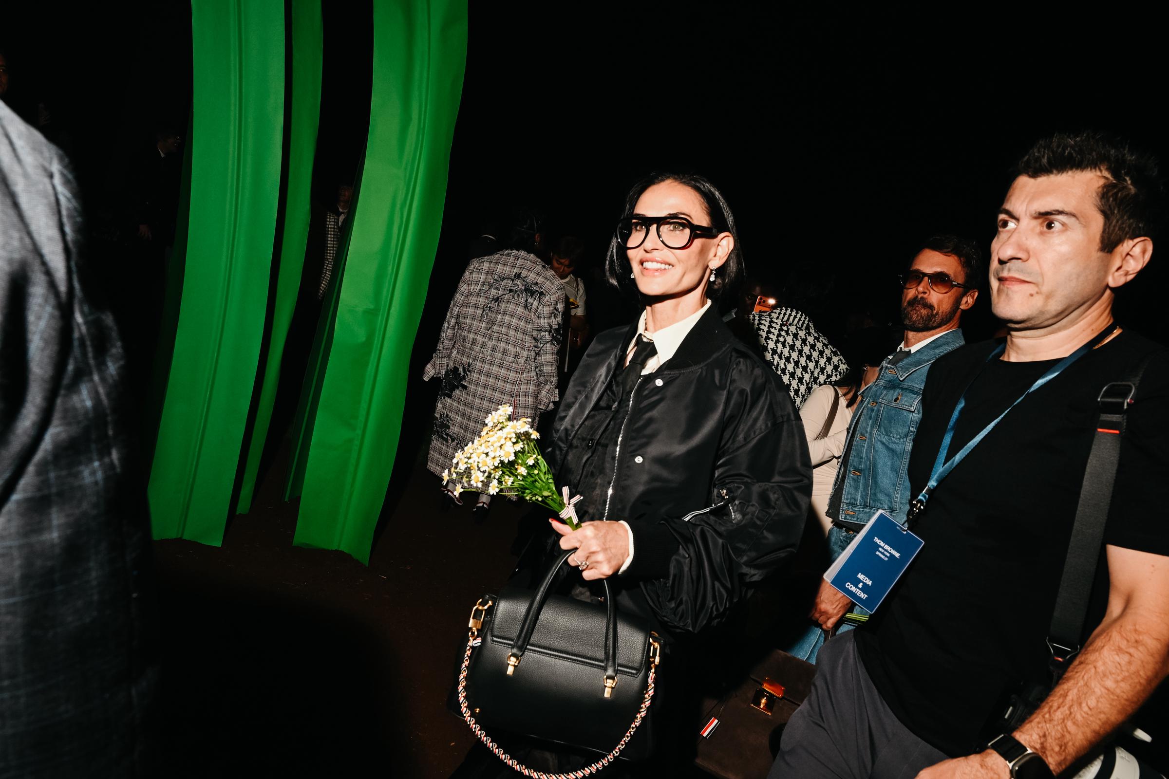 Demi Moore and Brad Goreski at the Thom Browne fashion show as a part of RTW Spring/Summer 2027 held at The Shed at Hudson Yards on September 15, 2026 in New York. | Source: Getty Images