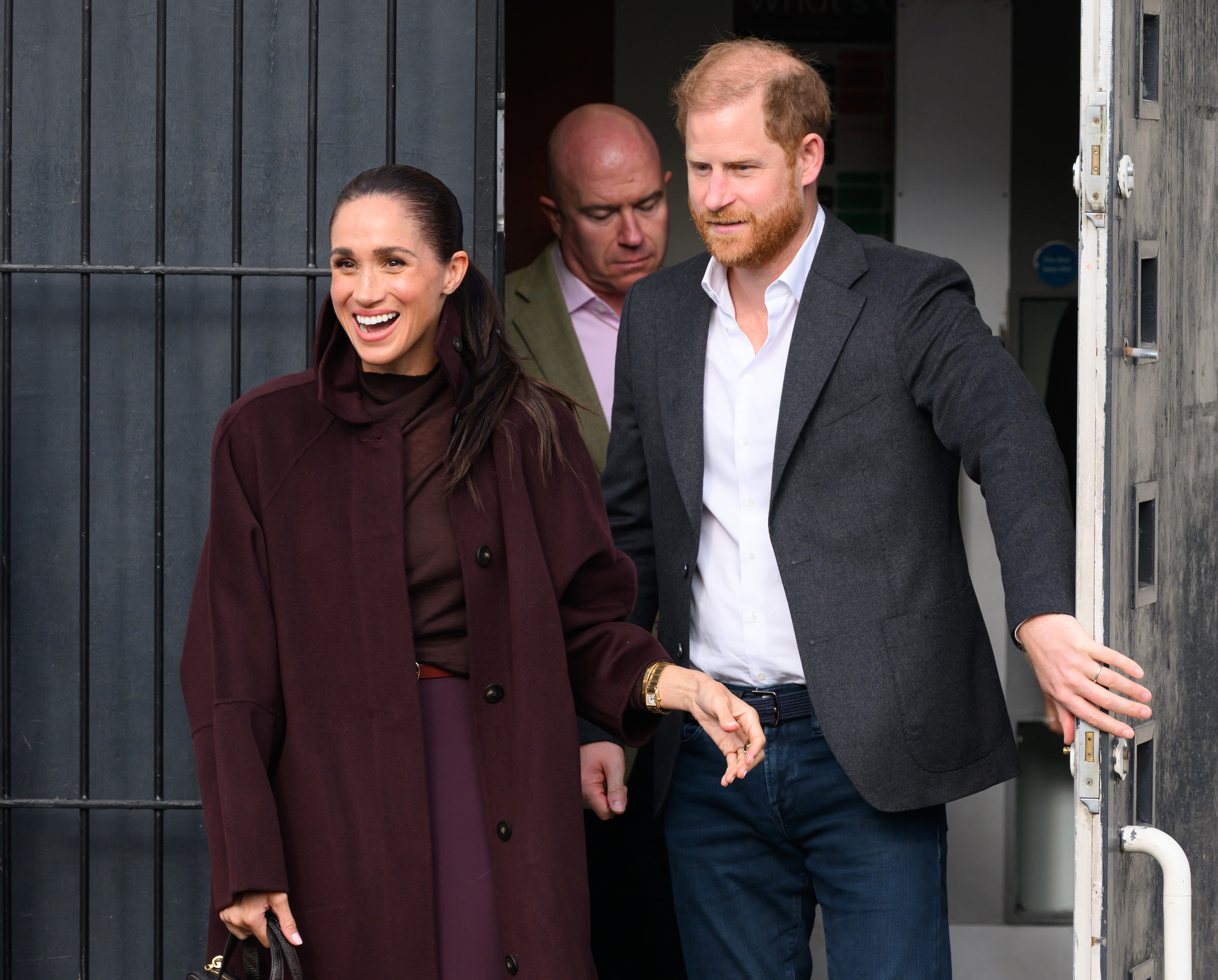 Meghan, Duchess of Sussex and Prince Harry, Duke of Sussex depart after visiting the Community Recording Studio (CRS). | Source: Getty Images
