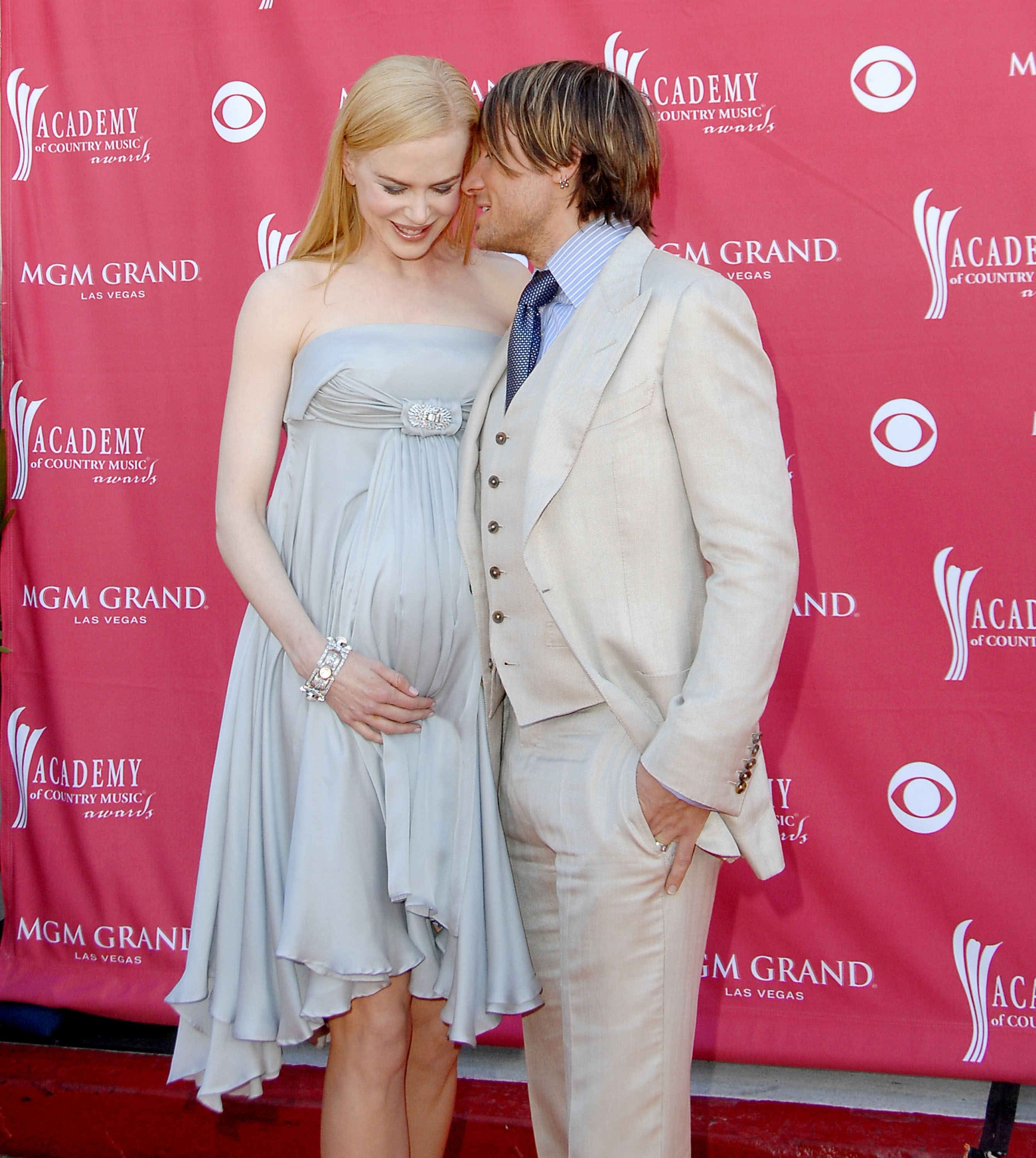 Nicole Kidman was pregnant with her first daughter with Keith Urban, Sunday Rose, at the 2008 Academy of Country Music Awards. Their youngest daughter, Faith Margaret, joined the family in December 2010 through a gestational carrier. | Source: Getty Images