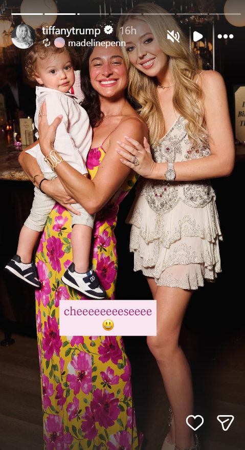 Tiffany Trump shared a sweet moment with her young son, Alexander, and a family friend at her birthday celebration, with the trio posing together in front of the restaurant's festive backdrop. | Source: Instagram/tiffanytrump