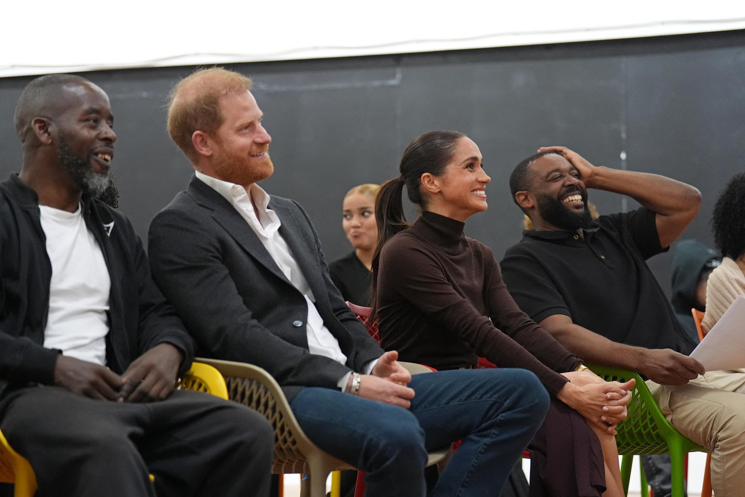 Harry and Meghan visit the Community Recording Studio (CRS) in Nottingham, central England on October 15, 2026. | Source: Getty Images